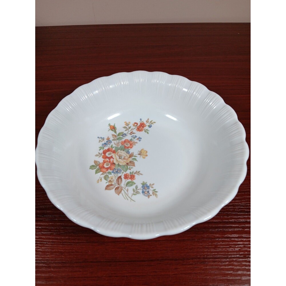 MacBeth-Evans Pie Crust Flora Serving Bowl Uranium Glass 9" EUC